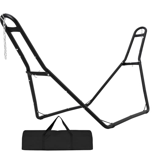 Universal 2 Person Hammock Stand, Heavy Duty Steel Hammock Stand 550 lbs Capacity, Adjustable Portable Hammock Stand, Fits 9 to 14 Foot Hammocks for Outdoor Indoor with Chain, Hook, and Carrying Bag - size: Medium
