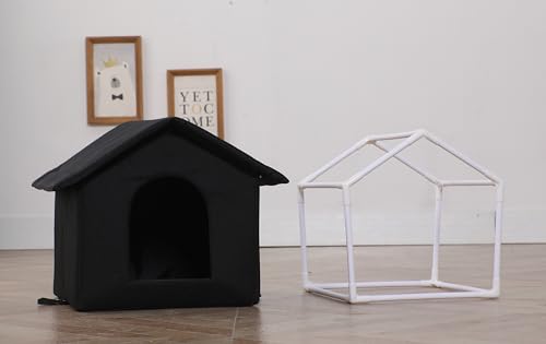 Outdoor Cat House Cat House for Outdoor and Indoor Use - Waterproof Shelter for Cats, Dogs, and Feral Animals (Black cat House, Medium) - color: Black cat house, size: Medium