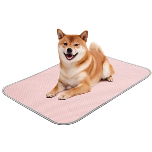 Buvlnee Summer Dog Cooling Mat Washable Ice Silk Self Cool Pad for Small Medium Large Dogs and Cats, Pet Sleeping Pad for Crate, Bed, Indoor & Outdoor Floor, Car Seats - color: Pink, size: 27x22in