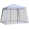 Outsunny 10'x10' Outdoor Canopy Tent, Slant Leg Sun Shelter with Mesh Sidewalls, Patio Tents for Parties, Grey - color: Gray