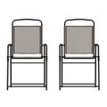 Flash Furniture Mystic Folding Patio Sling Chairs, Outdoor Textilene Lawn Chairs with Armrests, Set of 2, Brown - color: Brown