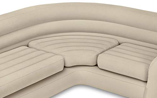 Intex Inflatable Corner Living Room Neutral Sectional Sofa & Lounge Chair Set