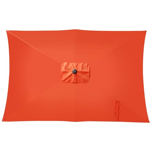 Blissun Rectangular Patio Umbrella, Table Market Umbrella with Tilt and Crank, Outdoor Umbrella for Garden, Deck, Backyard, Pool and Beach - color: Orange, size: 6.5 x 10 FT