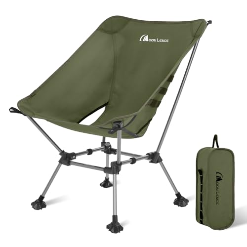 MOON LENCE High Back Folding Camping Chairs, Height-Adjustable, Widened Seat, for Beach with Anti-Sinking Feet (Green-Plus) - color: Green-plus