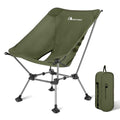 MOON LENCE High Back Folding Camping Chairs, Height-Adjustable, Widened Seat, for Beach with Anti-Sinking Feet (Green-Plus) - color: Green-plus
