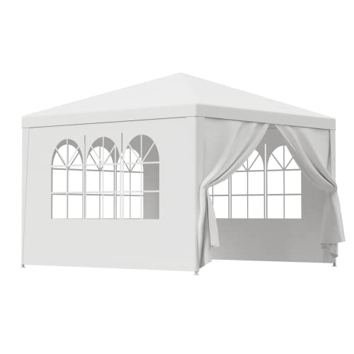 LEMY Party Tent,10'x10' Outdoor Gazebo Canopy Tent with Removable Sidewalls Windows,White Waterproof Heavy Duty Tent for Party,Wedding,Events,Beach,BBQ - size: 10' x 10'