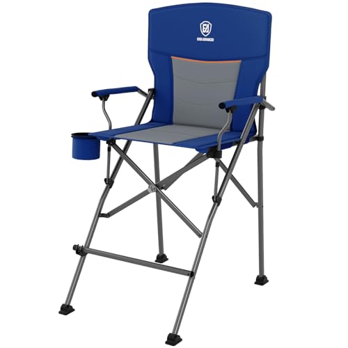 EVER ADVANCED Tall Camping Directors Chair with Cup Holder 31", Bar Height Folding Chair for Camping, Sports with Carry Bag, Mesh Pockets and Footrest, Heavy Duty 300 lbs, Blue - color: Blue, style: Fabric