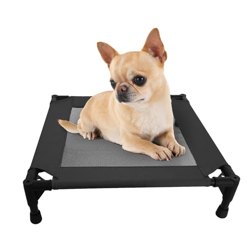 Pozico Elevated Pet Bed with Breathable Mesh for Small Cat and Dog, Raised Cooling Pet Cot for Puppy and Kitty, 18.9x18.9 inch (Black Bed) - color: Black Bed