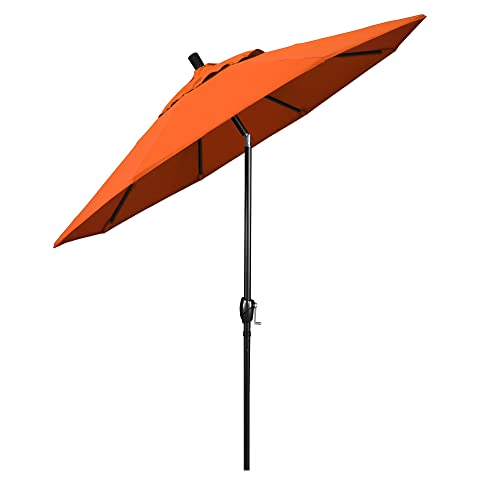 California Umbrella 9' Rd Pacific Trail Series Aluminum Patio Umbrella, Crank Lift, Push Button Tilt, Black Finish, Sunbrella Melon Fabric - color: Melon