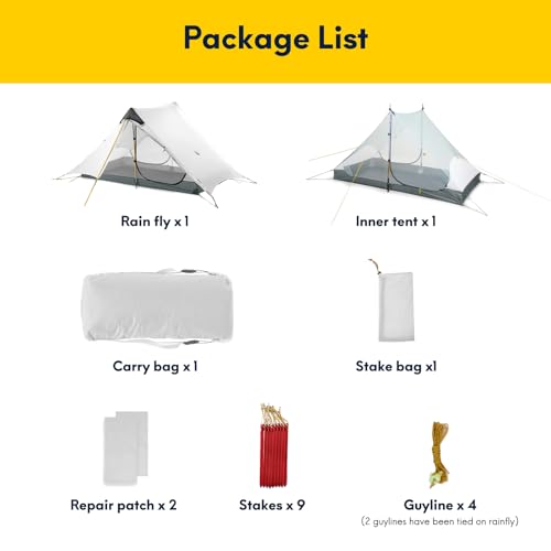LANSHAN Ultralight Tent 3-Season Backpacking Tent for 1-Person or 2-Person Camping, Trekking, Kayaking, Climbing, Hiking - color: 2-person, white
