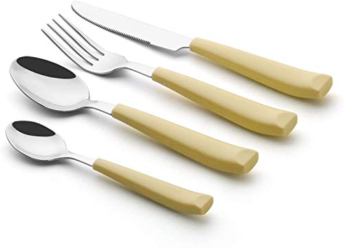 ANNOVA Silverware Set Stainless Steel Colorful Handle Tableware Kitchen Flatware Set Utensils, Includes Dinner Knives, Forks, Spoons, Salad Forks & Dessert Spoons (Yellow, 16 Pieces) - color: Yellow 16Pieces