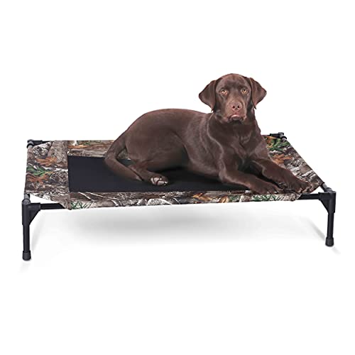 K&H Pet Products Outdoor Elevated Dog Cot, Breathable Cooling Elevated Cot Hammock Pet Bed for Large Dogs, Washable Mesh Cover, Raised Metal Frame, Collapsible, Portable - Large 42 X 30in Camo - color: Camo/Black Mesh, size: Large 42"L x 30"W