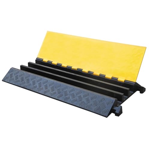 Kable Kontrol Atlas Heavy Duty Cable Protector Ramp - 3 Channel - 1 Pc - 36” Long Black & Yellow – 44000 Lbs Capacity - Rubber Speed Bump Wire Protector Cord Cover – CP9986 - size: 3 Channel - 1 Unit