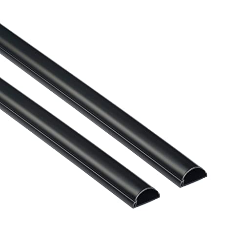 D-Line Half Round Cord Hider, Patented Cable Cover, Hide TV Wall Mount Wires, Raceway for Cords, Decorative Wire Covers, Paintable, Adhesive Cable Concealer, 2X 0.78in W x 0.39in H x 39in L, Black - color: Black, size: 0.78x0.39in - 2x 39in