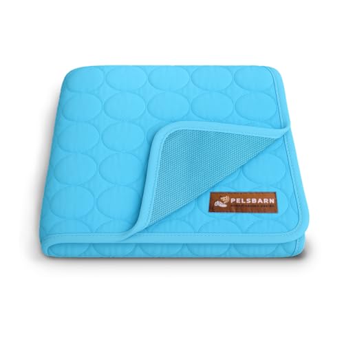 Pelsbarn Dog Cooling Mat- Ice Silk Summer Comfort, Self Cooling, Non-Slip Dog Pad, Durable & Washable, Mat for Small Dogs 18 x 21, Support Shelter Dogs with Every Purchase (Blue) - color: Light Blue, size: Small