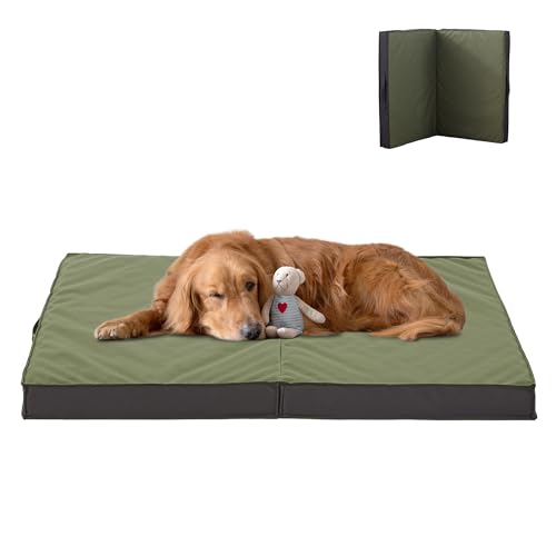 Outdoor Dog Bed - Waterproof, Portable, Foldable, Cooling, Orthopedic for Large Dogs - 35" All Weather - color: Olive Green, size: Large