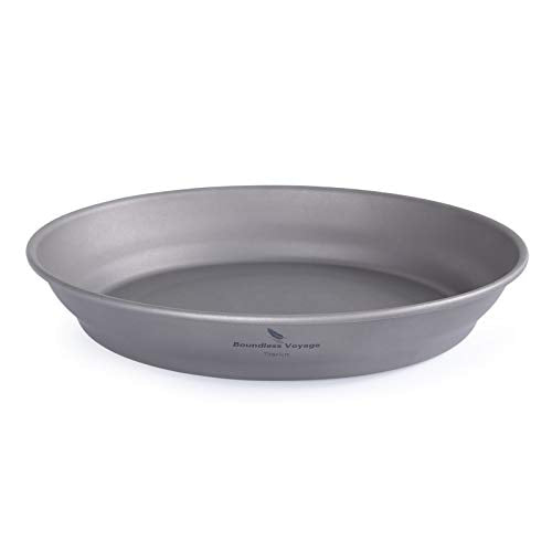 Boundless Voyage Ultralight Titanium Bowl Pan Plate Dish with Carry Bag Outdoor Camping Portable Tableware Cookware ((Plate-M)-Ti15167B) - color: (Plate-M)-Ti15167B