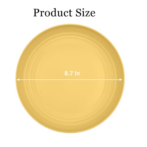 9 Inch Unbreakable Dinner Plates,2Pcs Reusable Plate for Camping,Picninc,Family Dinner, Yellow - color: Yellow