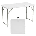Elevon 4 Feet Heavy Duty Folding Table with Adjustable Height, Fold-in-Half Portable Table for Indoor Outdoor Use - Camping, Picnic, Party, Wedding, Dining, Utility Table - size: 4 feet, style: Without Chair