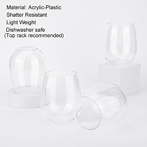 KOXIN-KARLU Classic 18-ounce Acrylic Stemless Wine Glasses, Unbreakable Mixed Drinkware Plastic Tumbler, set of 6 Clear - color: Clear
