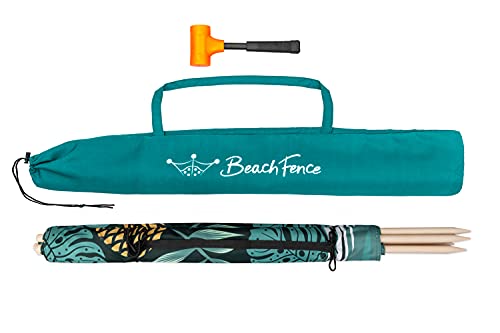 Premium 20 ft Beach Windscreen, Privacy Screen, Wind Blocker - Pineapple Oasis, Free Rubber Mallet and Carry Bag Included - color: Pineapple Oasis