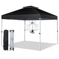 Tangkula 10x10 Ft Pop Up Canopy, Easy Set-up Outdoor Canopy with Center Lock, Wheeled Carry Bag, Double Vented Roof, 8 Stakes, 4 Ropes, Portable Folding Instant Tent Shelter for Camping (Black)