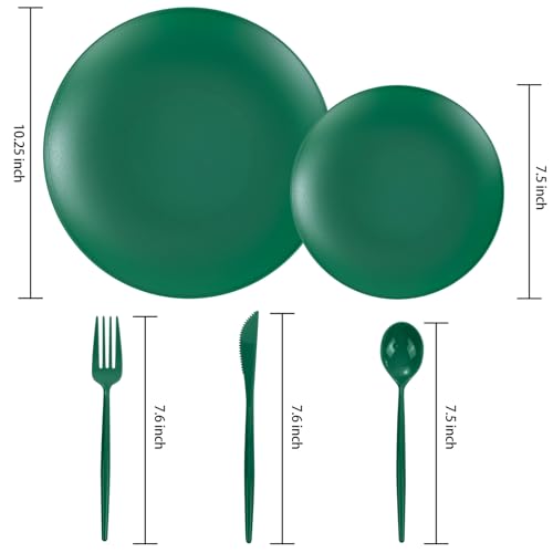 ejonirinjonir EI 150pcs Green Plastic Plates,Green Disposable Plates Heavy Duty,Fancy Plastic Dinnerware Set,Dinner Plate for Party,Picnic,Birthday,Wedding Afternoon Tea Spring,St. Patrick's Day - color: Green Frosted Plastic Plates