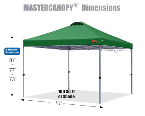 MASTERCANOPY Durable Pop-up Canopy Tent with Roller Bag (10x10, Forest Green) - color: Forest Green, size: 10x10