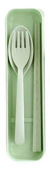 Wheat Straw Cutlery Set – Reusable Travel Utensils with Case – Portable Fork, Spoon & Chopsticks – Eco-Friendly Flatware for Kids & Adults – Lightweight Lunch Box Accessories for Work (green)