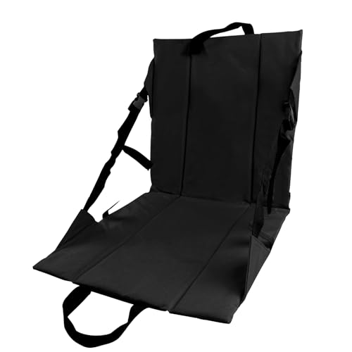 Folding Stadium Seat Cushion with Backrest, Portable Bleacher Pad for Camping, Fishing,15.8'' x 16.5'',Lightweight Chair with Backrest for Outdoor Sports and Concerts (Black) - color: Black