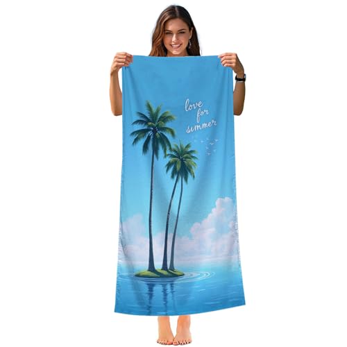 Microfiber Lightweight Beach Towel 63"x31.5" Sand Free Towels Travel Swim Pool Yoga Gym Camping for Adults Women Men Beach Essentials Accessories Vacation Gift Palm Tree (Palm Tree-1, 63"x31.5") - color: Palm Tree-1