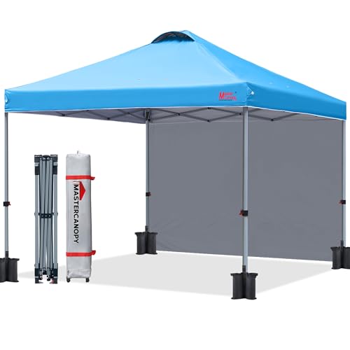 MASTERCANOPY Durable Pop-up Canopy Tent with 1 Sidewall (10'x10',Sky Blue) - color: Sky Blue, size: 10x10