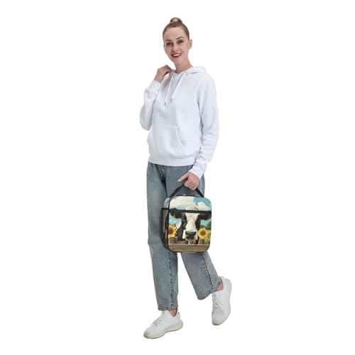 Cow Lunch Box Insulated Lunch Bag for kids Girls Boys Women,Reusable Lunch Box Containers for Women Men,Durable Cooler Tote Bag Lunchbox for Office/School/Picnic - color: Cow02