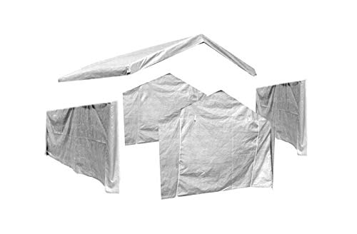 10X20 Canopy Tarp Set (5pc) Paneling and Top Set Valanced Tarp Kit Carport (White) - color: White