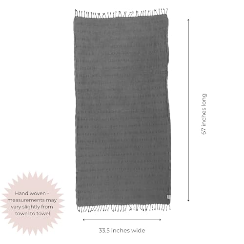 InfuseZen Stonewashed Turkish Bath & Beach Towel –100% Organic Turkish Cotton - Soft, Lightweight, Absorbent - Quick Dry, Sand Free - Swim, Pool, Shower, Travel - Peshtemal, Hammam Spa Towel - Black - color: Black