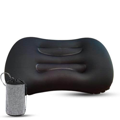 Ultralight Inflatable Camping Pillow -Compact, Comfortable & Portable Travel Pillow for Backpacking, Hiking, and Outdoor Adventures (Black) - color: Black