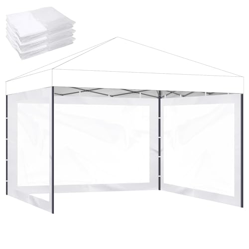 Instant Canopy Sidewalls for 10x10 Pop Up Canopy Tent, 300D Waterproof Material for Outdoor Events, Vendor Booths, and Privacy (Sidewalls Only) (White, 10x10ft-clear Window) - color: White, size: 10x10ft-clearwindow