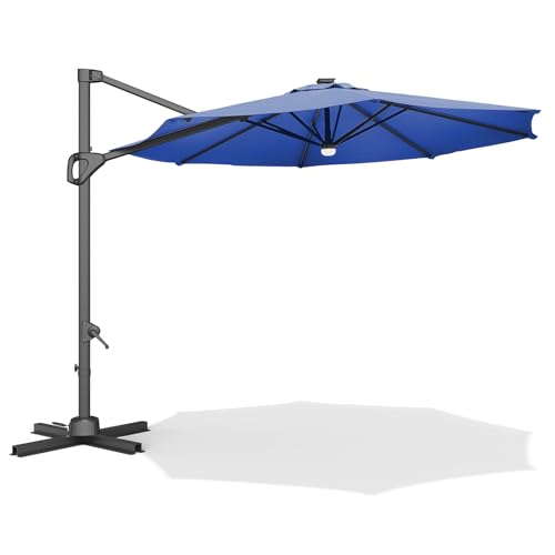 TrailBlaze 360° Rotating Cantilever Patio Umbrella – Heavy-Duty Waterproof Sun Shade, Adjustable Tilt, Rust-Proof Aluminum Frame, Cross Base Included, Outdoor Market Parasol for Garden, Deck, Pool, Backyard - color: Navy Blue
