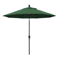 California Umbrella 9' Round Aluminum Market Umbrella, Crank Lift, Push Button Tilt, Black Pole, Hunter Green Olefin - color: Hunter Green