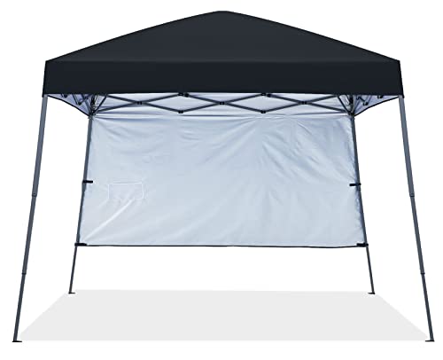 ABCCANOPY Outdoor Pop Up Canopy 10x10 Beach Camping Canopy with 1 Sun Wall, Bonus Backpack Bag, Stakes and Ropes, Black - color: Black, size: 10x10
