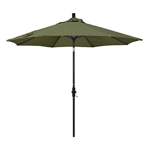California Umbrella 9' Round Aluminum Patio Umbrella, Crank Lift, Collar Tilt, Bronze Pole, Terrace Fern Olefin - color: Fern