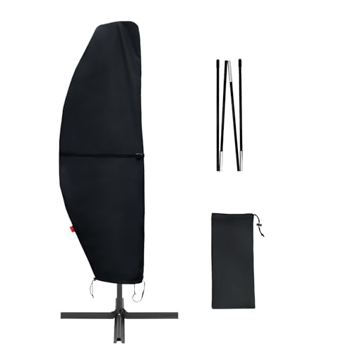 Patio Umbrella Cover Fits 12-14Ft Cantilever Umbrella, Waterproof 600D Heavy Duty Offset Umbrella Covers with Extended Support Pole and Zipper for Easy On Off, Outdoor Parasol Covers with Storage Bag. - size: Fits Offset Umbrella 12 -14 Feet DIA