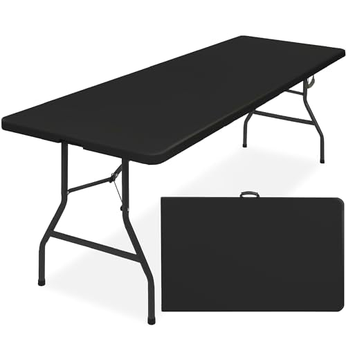 Best Choice Products 8ft Plastic Folding Table, Indoor Outdoor Heavy Duty Portable w/Handle, Lock for Picnic, Party, Pong, Camping - Black - color: Black, size: 8ft