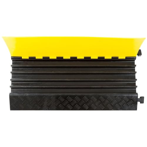 5-Pack Bundle of 5-Channel Modular Industrial Rubber Cable Ramp Middle Sections