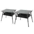 ARROWHEAD OUTDOOR 2-Pack 39" Aluminum Folding Camp Roll Up Table w/Adjustable Height, Undertable Mesh Storage, Carry Bag - color: Gray 2pack