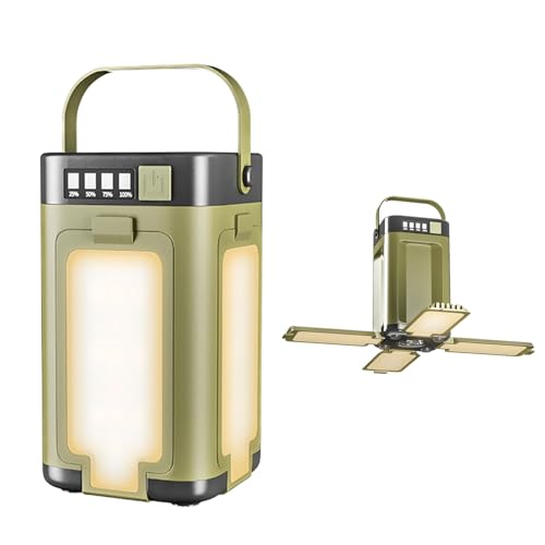 Solar Rechargeable Camping Lantern, IPX4 Waterproof Camping Light with 6 Lighting Modes, Portable Emergency Light for Tent, Travel, Power Outages, Fishing, Hunting, Exploring