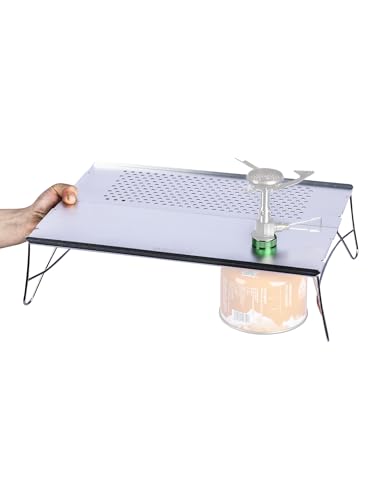 WildCall Mini Solo Folding Table with Gas Connector Ultralight Compact with Carry Bag for Backpacking, Camping, Hiking, Beach - color: Silver+connectors