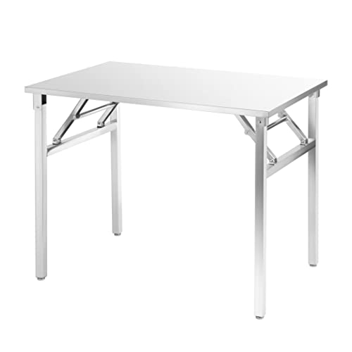 Small Stainless Steel Folding Table, Portable Camp Picnic Party Dining Table No Assembly Sturdy Small Folding Desk Kitchen Prep Table(32" x 16") - size: 32*16