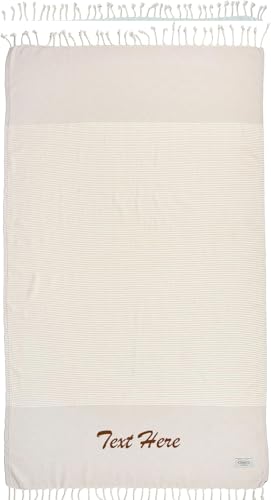 Personalized Embroidered Beach Towel | Throw Blanket, Easy Carry, Sand Free, Highly Absorbent, Quick Dry, Turkish Towels for Camping Bath Beach Gym Pool Yoga SPA by Lahammam, Mediterranean, Beige - color: Beige, size: Mediterranean