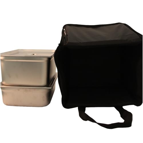 Chef Approved 12 x 12 Food Delivery Bag | Heavy Duty Insulated Soft-Sided Hot Cold Sandwich Carrier with Zipper Closure for Restaurant Shopping Grocery | Square Shape, 12"W x 12"D x 15"H, Nylon, Black - color: Black